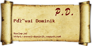 Pávai Dominik névjegykártya